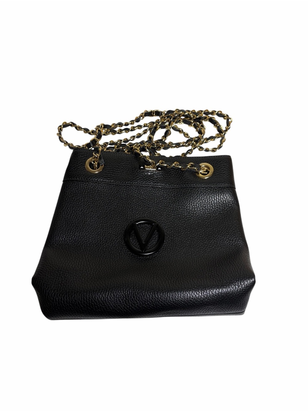 Valentino Garavani Black Leather Chain Shoulder Bag
